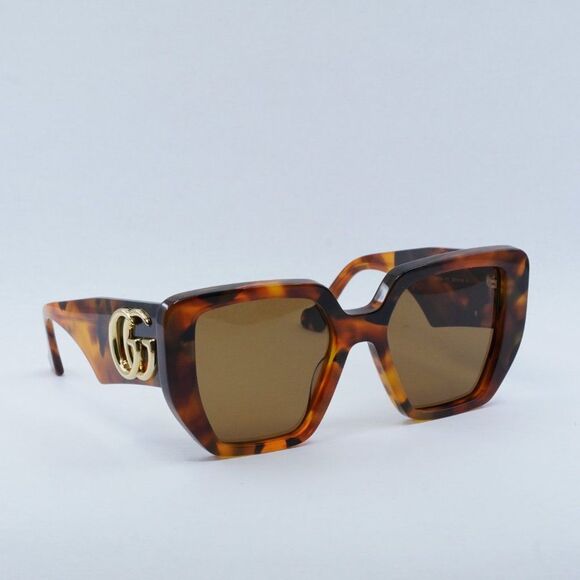 Gucci GG0956S 007 Sunglasses Havana Square Frame, Brown Lenses main image 5